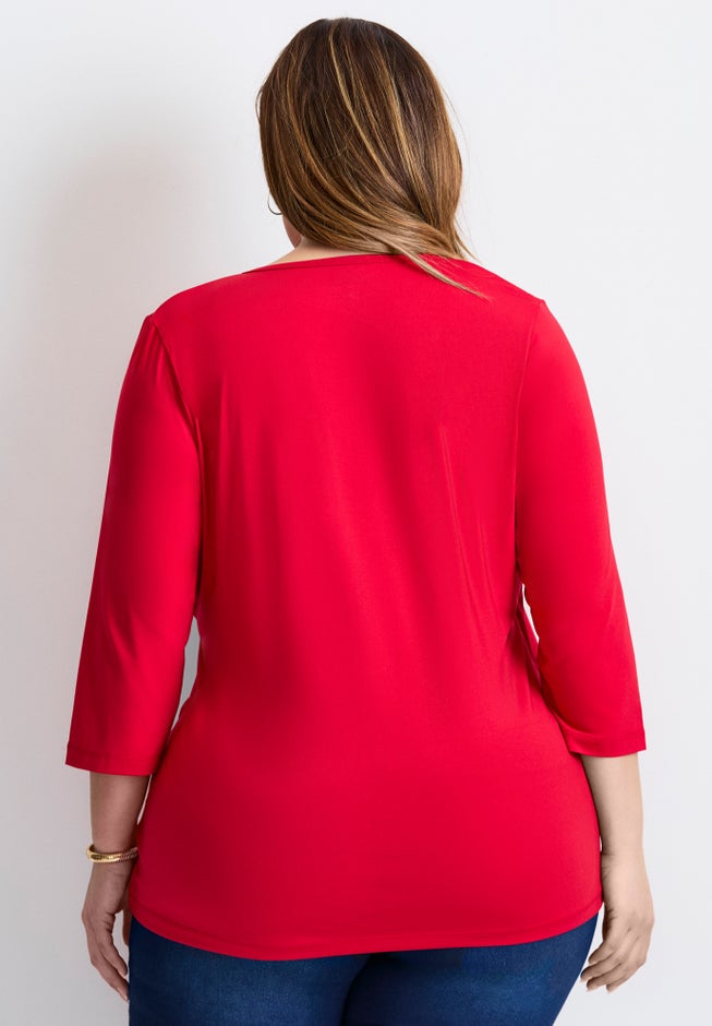 Side Ruched Faux Wrap Top image number 1