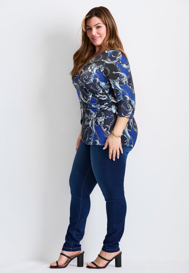 Side Ruched Faux Wrap Top image number 2