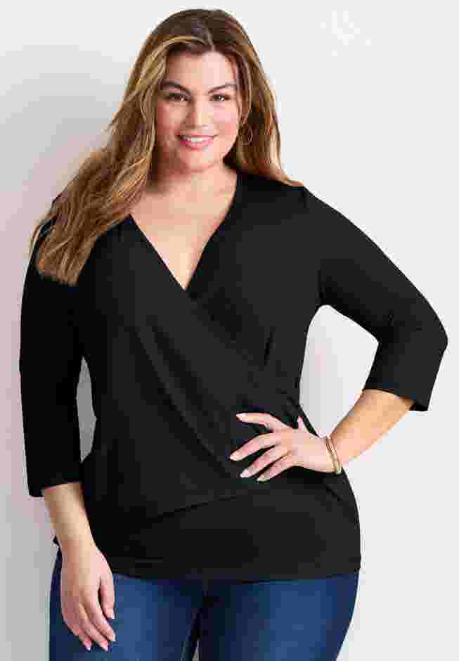 Side Ruched Faux Wrap Top image number 0