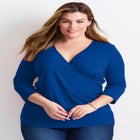 Side Ruched Faux Wrap Top image number null