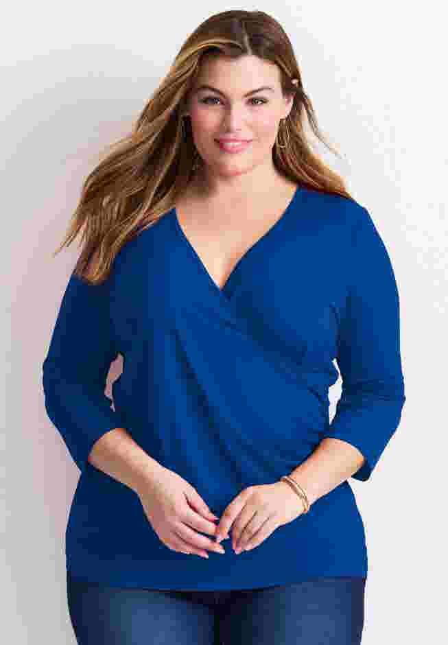 Side Ruched Faux Wrap Top image number 0