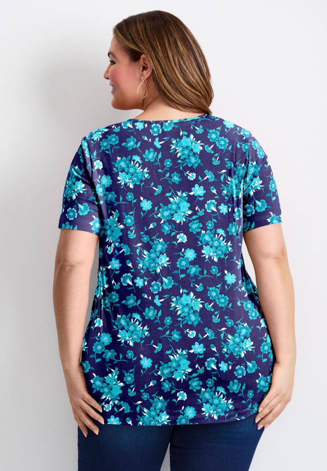 Triple Keyhole Short Sleeve Tee image number 1