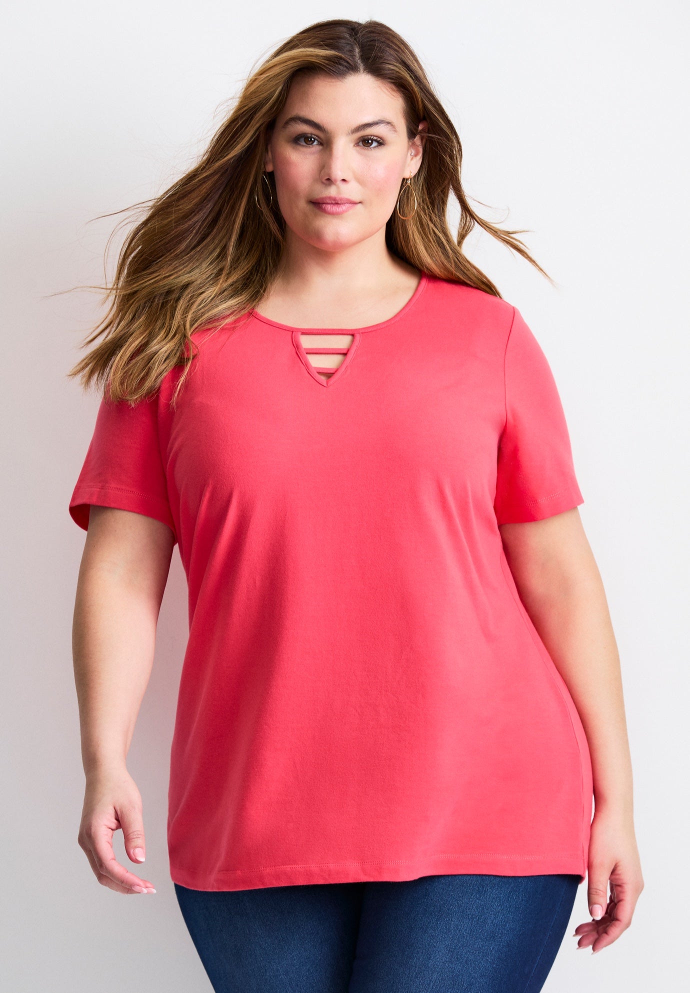 Triple Keyhole Short Sleeve Tee image number 0