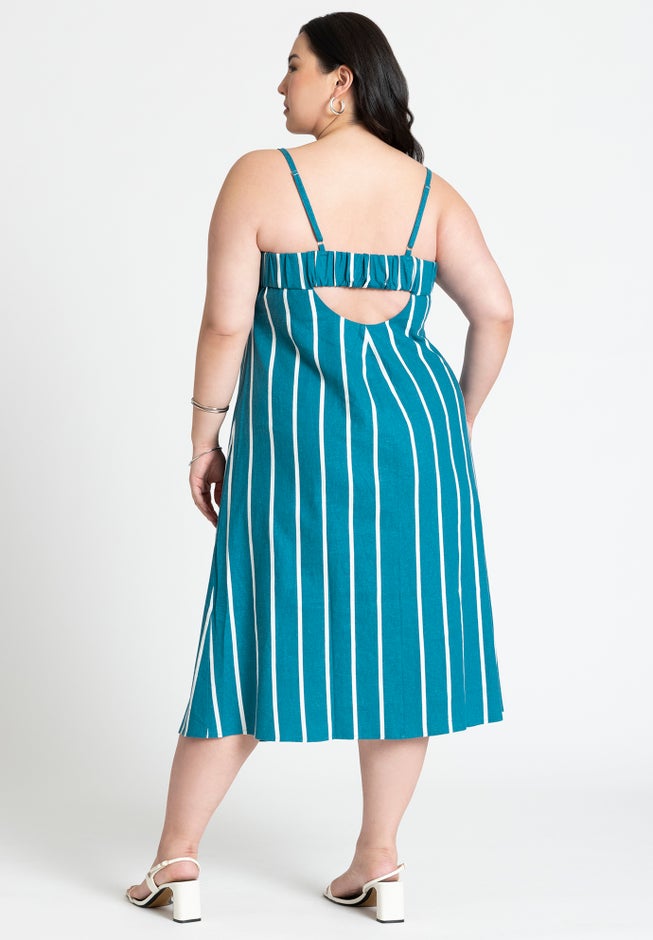 Stripe Linen Midi Dress image number 1