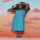 Stripe Linen Midi Dress image number null