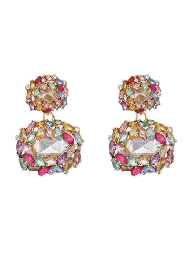 Multi Gem Cluster Drop Earrings image number 0