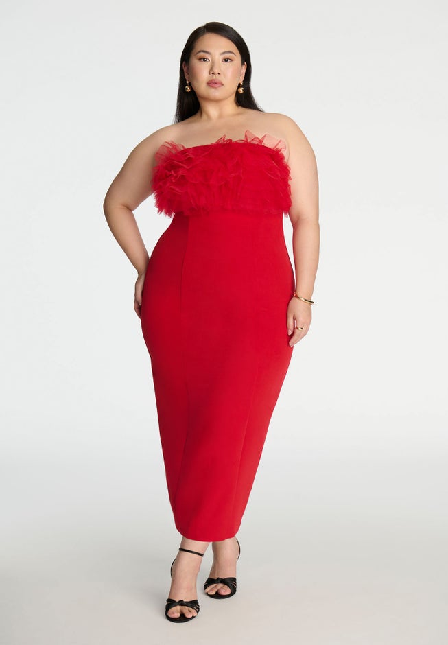 Tulle Bodice Column Dress image number 1