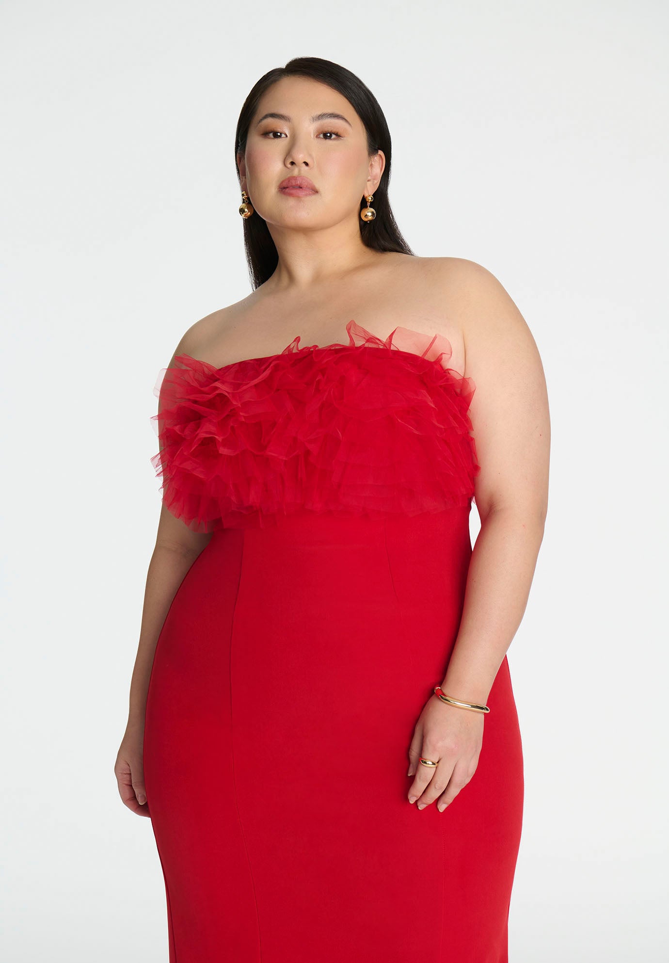 Tulle Bodice Column Dress image number 3