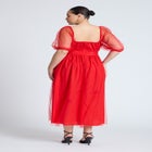 Puff Sleeve Tulle Flare Dress image number null