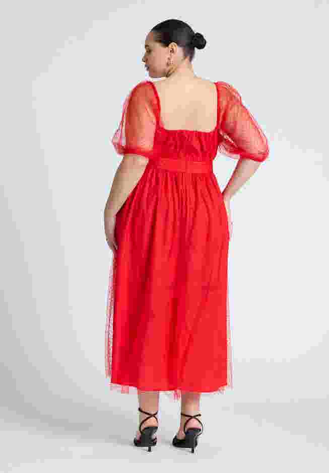 Puff Sleeve Tulle Flare Dress image number 2