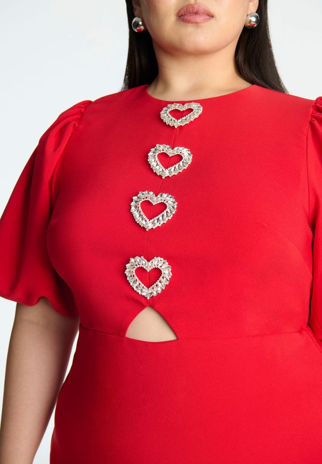 Rhinestone Heart Mini Dress image number null