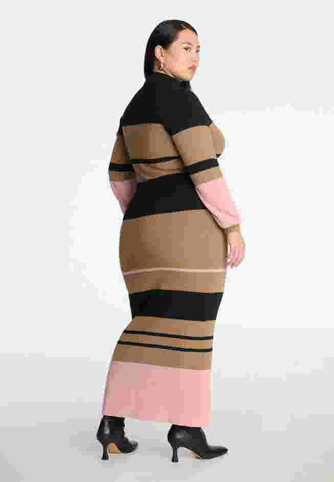Striped Mock Neck Sweater Dress image number 1
