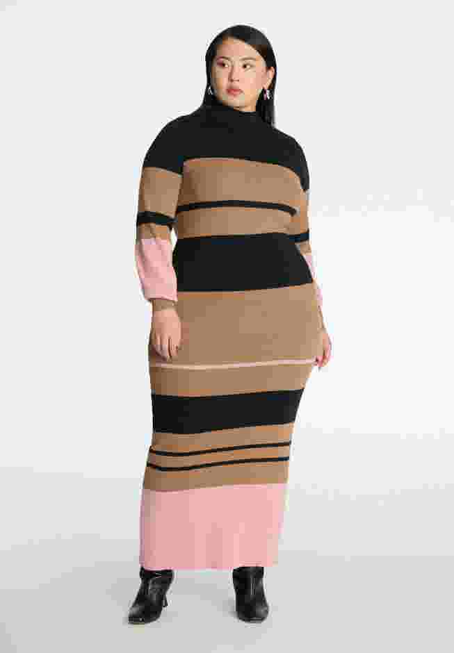 Striped Mock Neck Sweater Dress image number 0