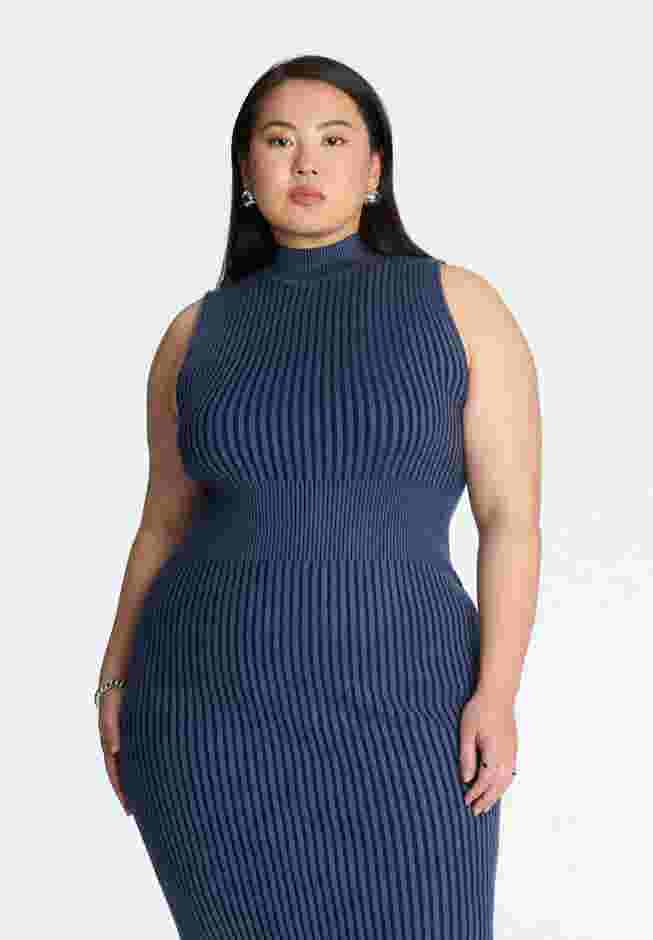 Mock Neck Column Rib Dress image number 2