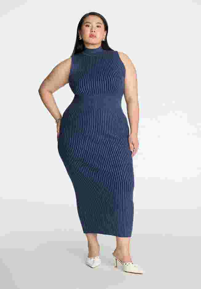 Mock Neck Column Rib Dress image number 0