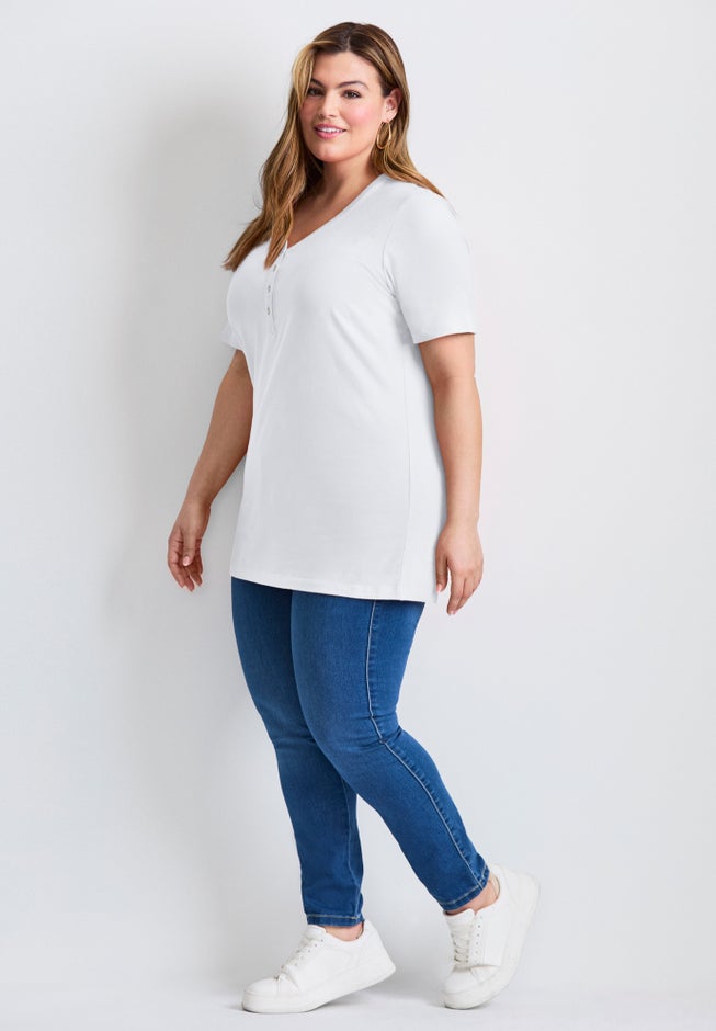 Short Sleeve Henley Tunic image number 2