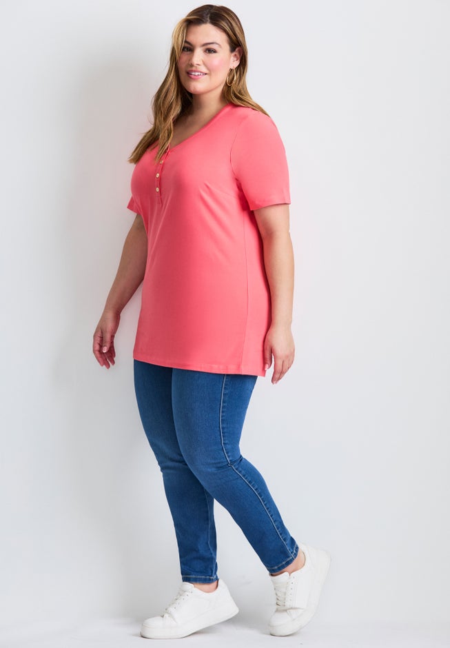 Short Sleeve Henley Tunic image number 2