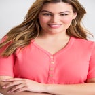 Short Sleeve Henley Tunic image number null