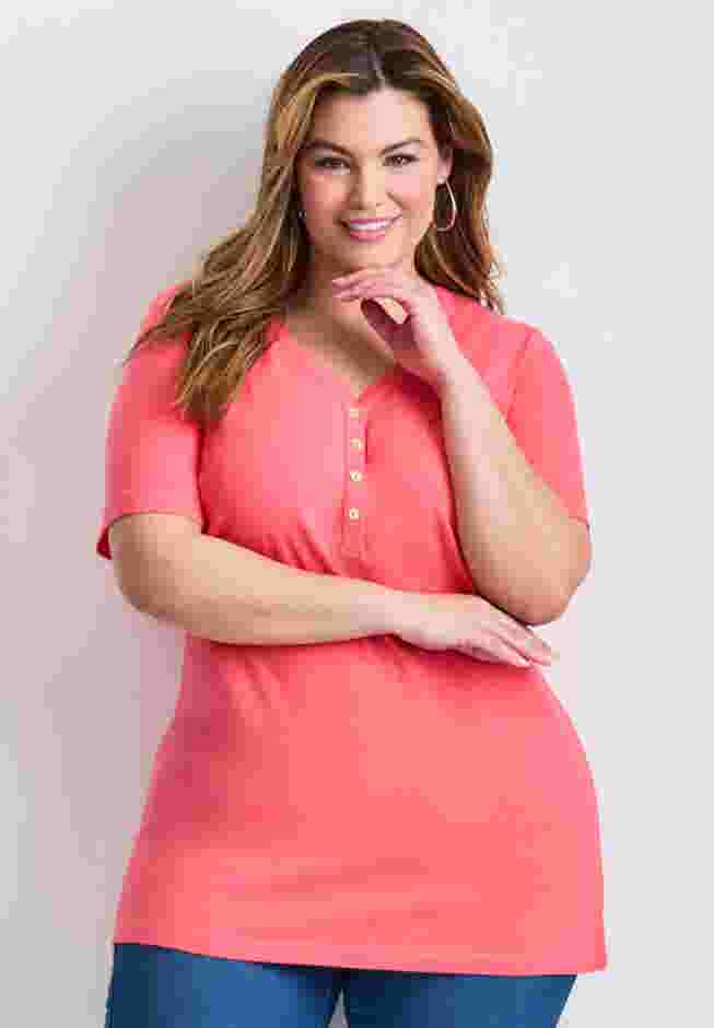 Short Sleeve Henley Tunic image number 0