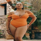 Off The Shoulder One Piece Swimsuit image number null