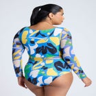 Tie Front Mixed Media One Piece Swimsuit image number null