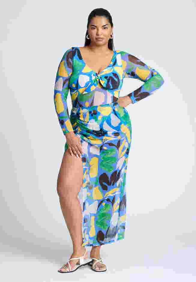 Tie Front Mixed Media One Piece Swimsuit image number 3