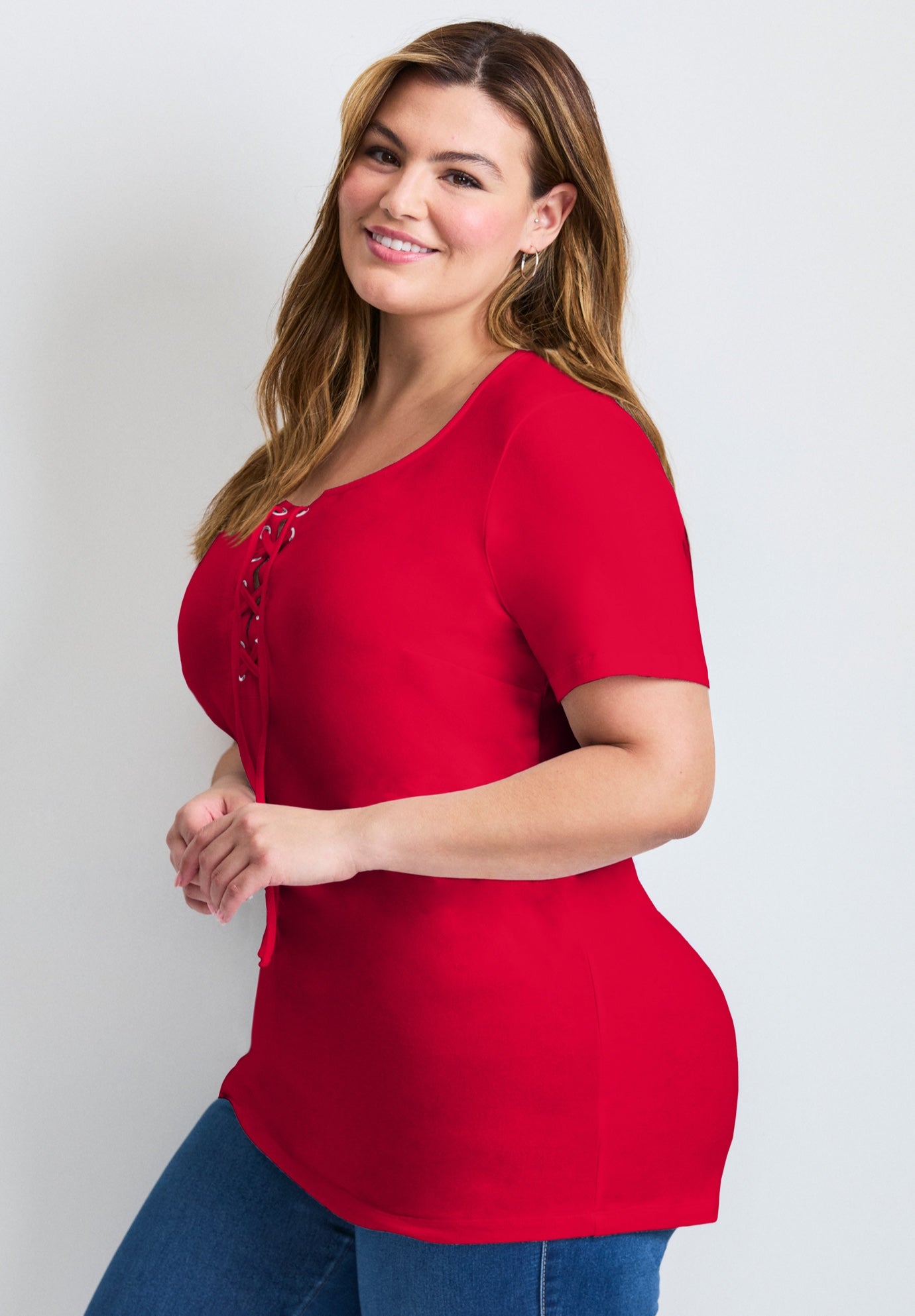 Lacing Detail Tunic Tee image number 2