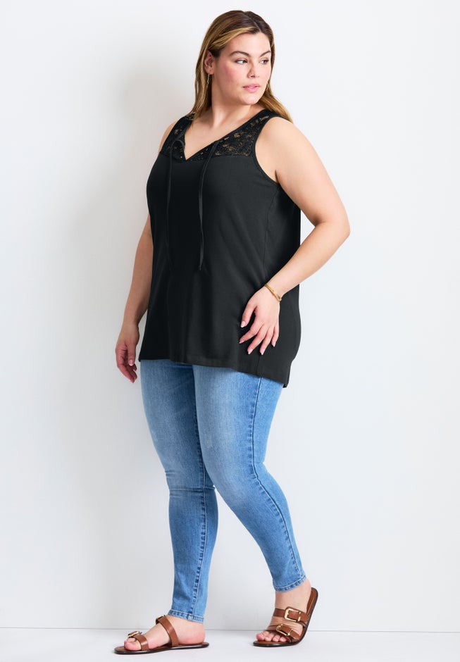 Lace Yoke Detail Tank image number 2