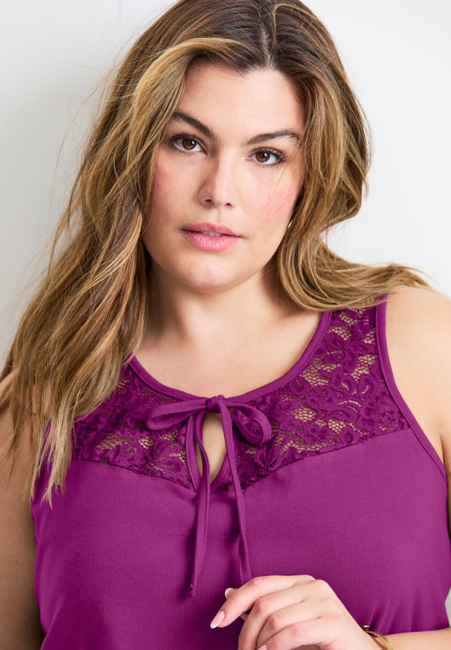 Lace Yoke Detail Tank image number 3
