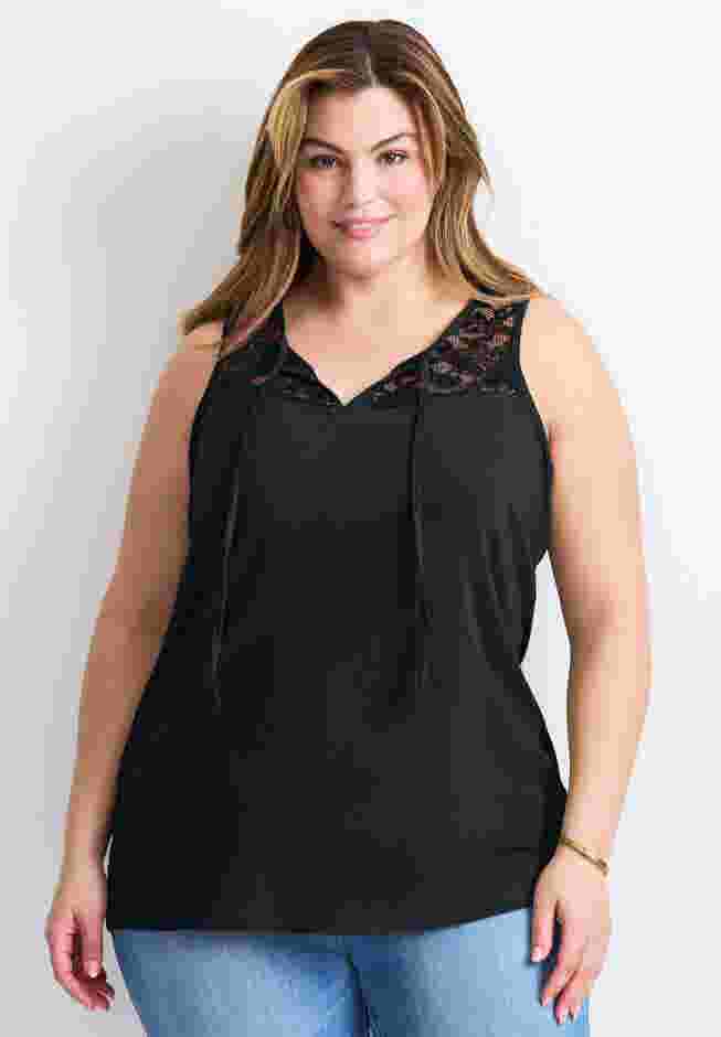 Lace Yoke Detail Tank image number 0