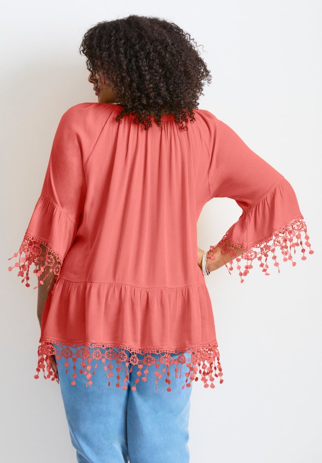  Crochet Fringe Trim Tunic image number 1