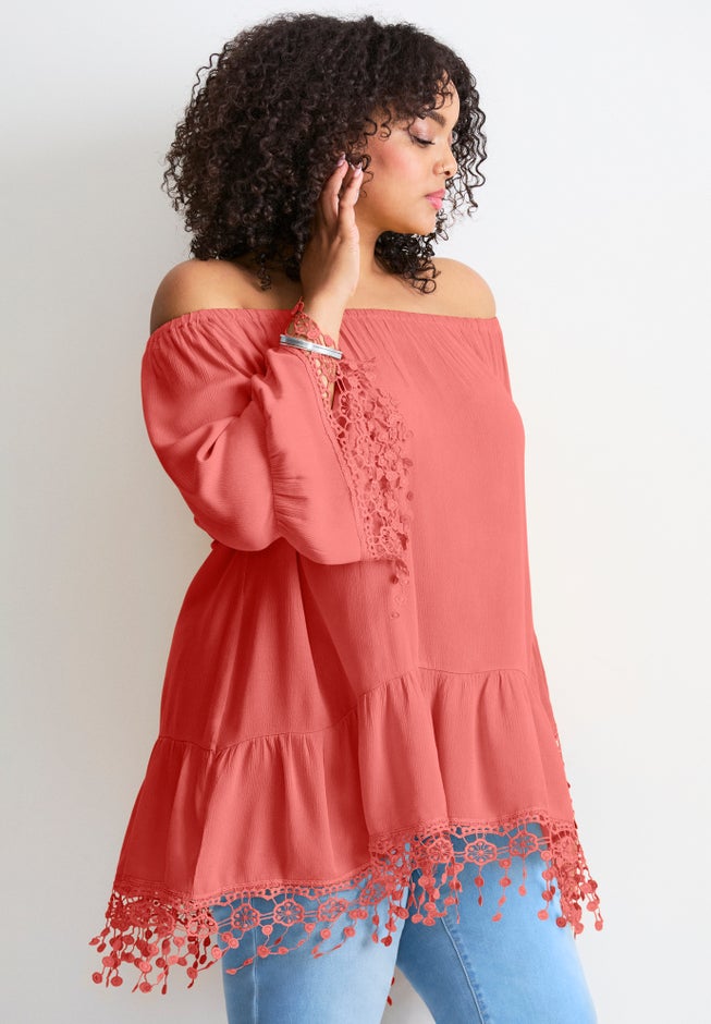  Crochet Fringe Trim Tunic image number 3