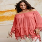  Crochet Fringe Trim Tunic image number null