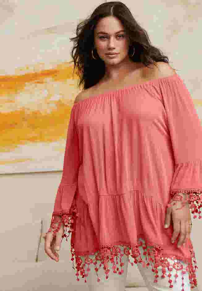  Crochet Fringe Trim Tunic image number 5