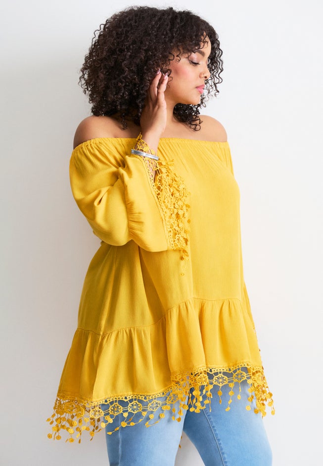 Crochet Fringe Trim Tunic image number 3