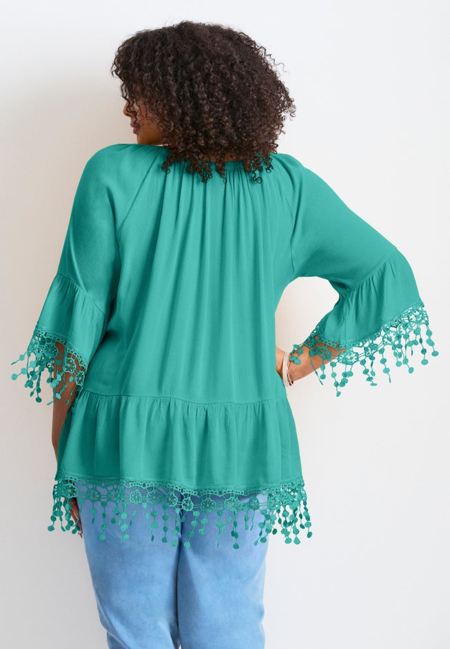 Crochet Fringe Trim Tunic image number 1