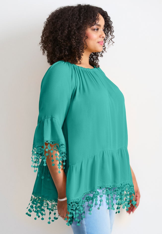 Crochet Fringe Trim Tunic image number 2