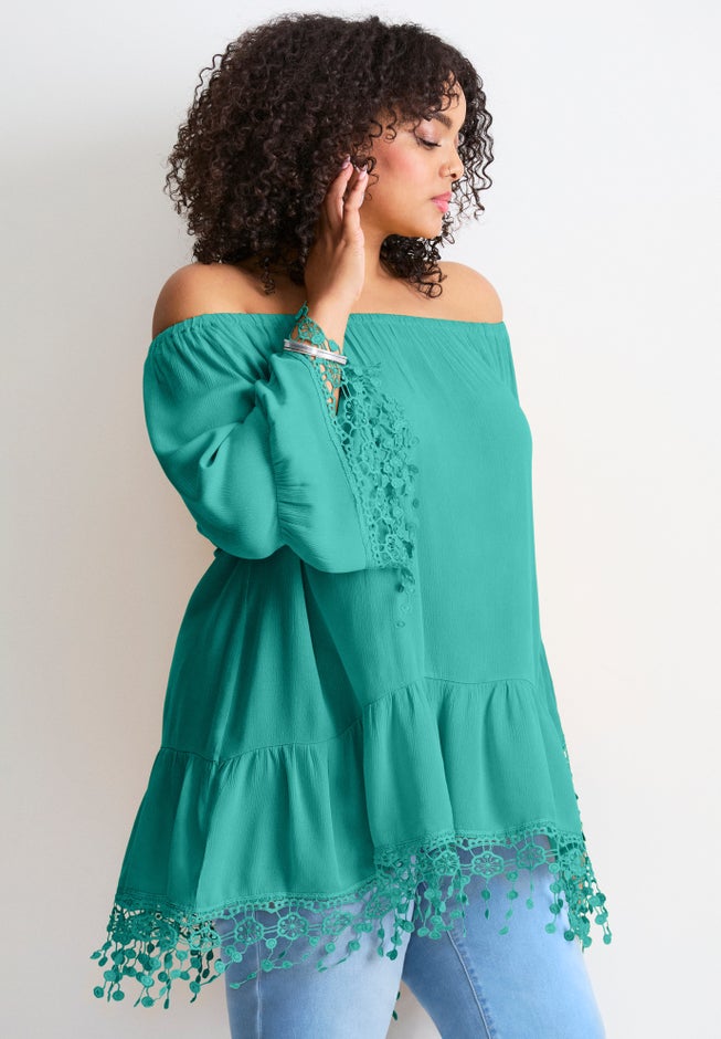 Crochet Fringe Trim Tunic image number 3