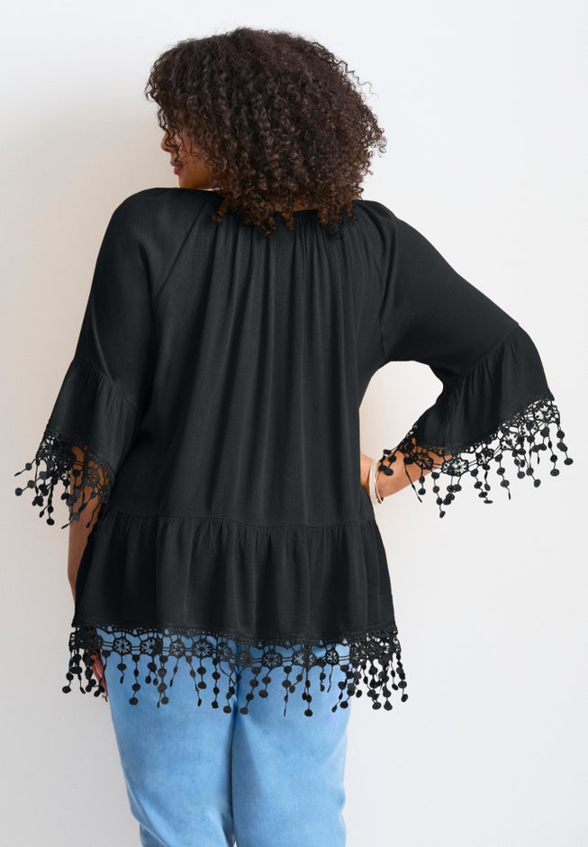 Crochet Fringe Trim Tunic image number 1
