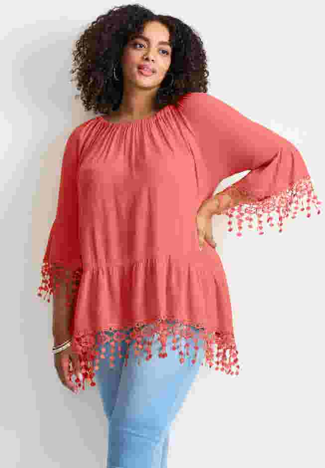  Crochet Fringe Trim Tunic image number 0
