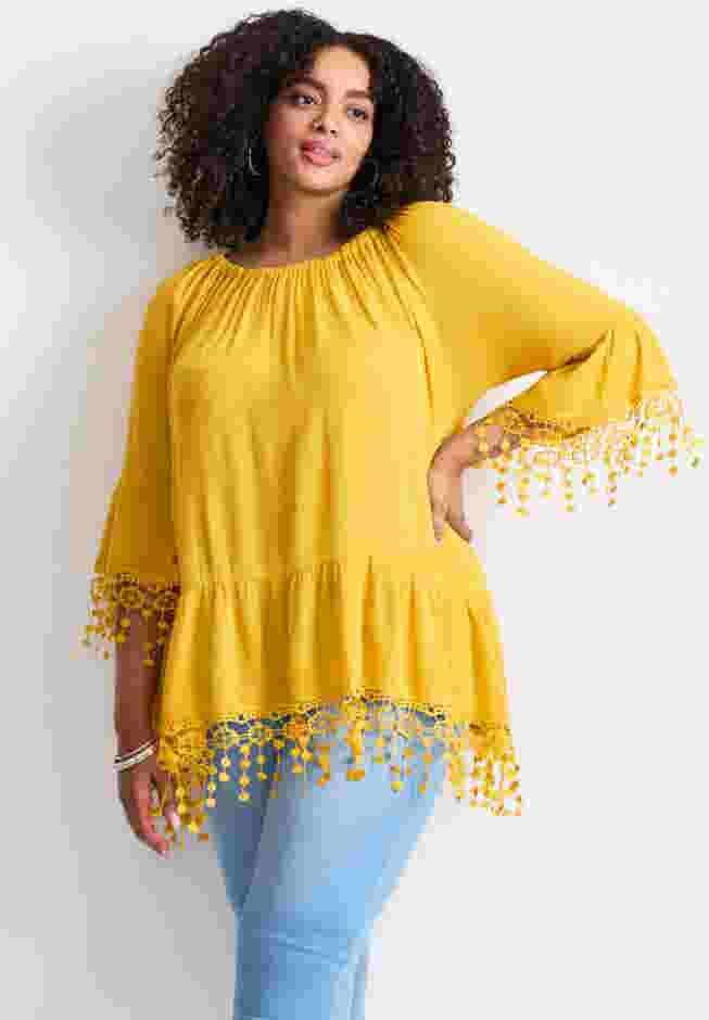  Crochet Fringe Trim Tunic image number 0