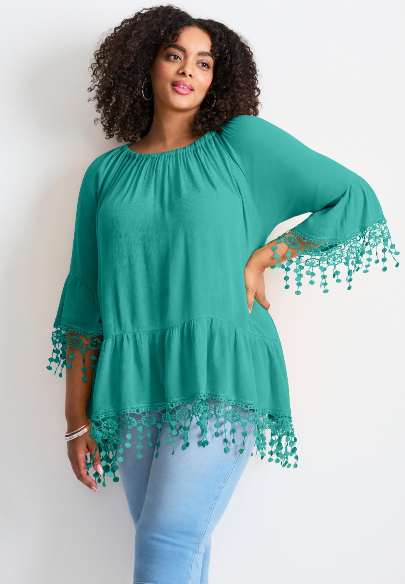  Crochet Fringe Trim Tunic image number 0