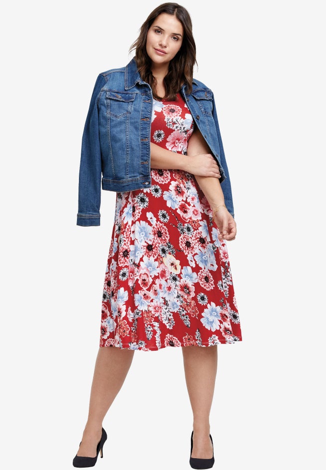 Sleeveless Knit Fit and Flare Knit Dress image number 2