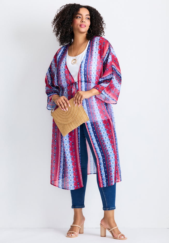 Tie-Front Duster Kimono image number 4