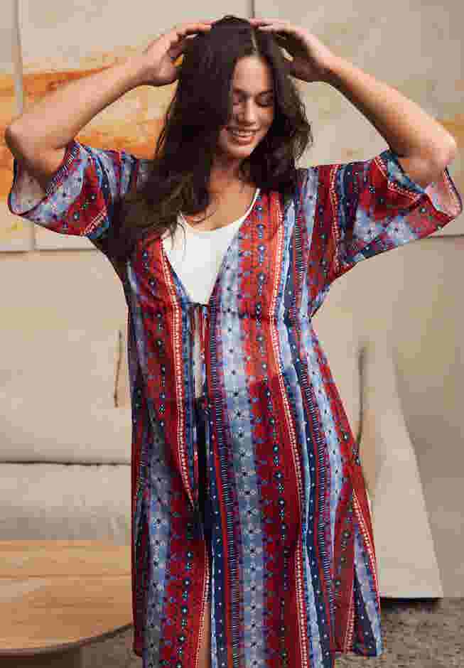 Tie-Front Duster Kimono image number 5