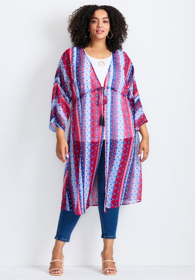 Tie-Front Duster Kimono image number 0