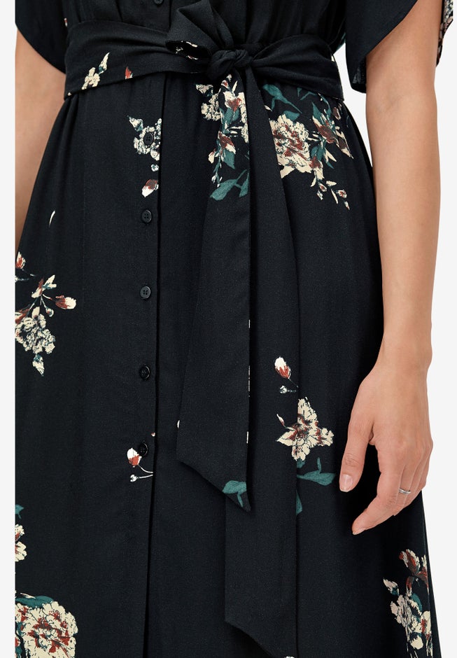 Keyhole-Back Button-Front Shirtdress image number null