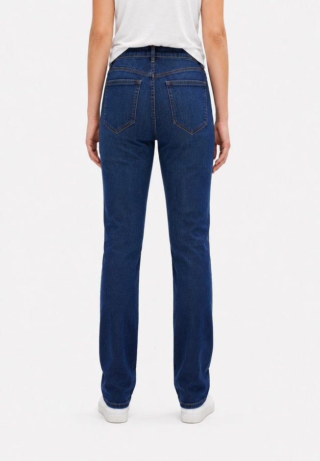 Stretch Mid-rise Adjustable Waist Straight Jean image number 1
