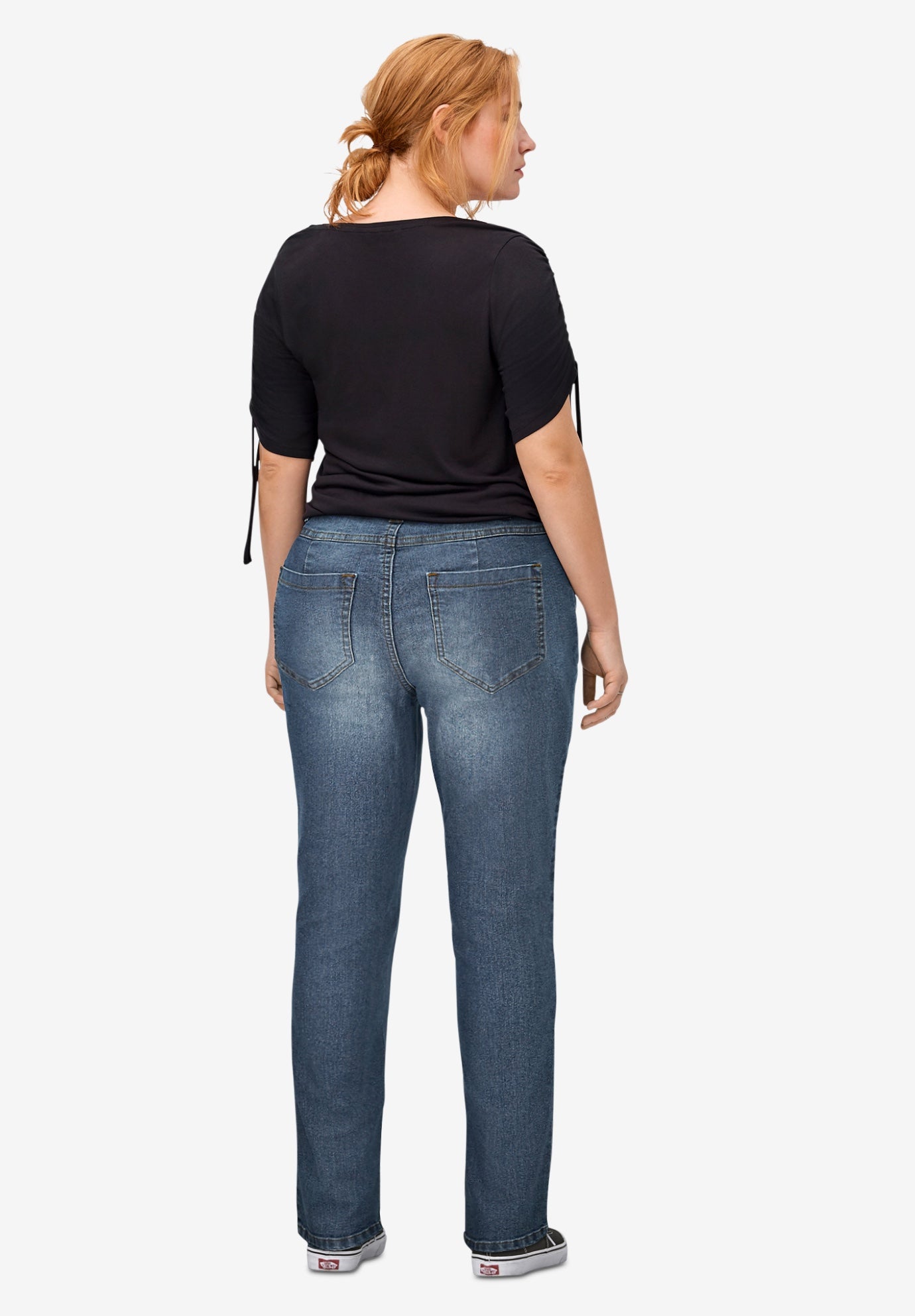 Mid-Rise Straight Stretch Jeans image number 1