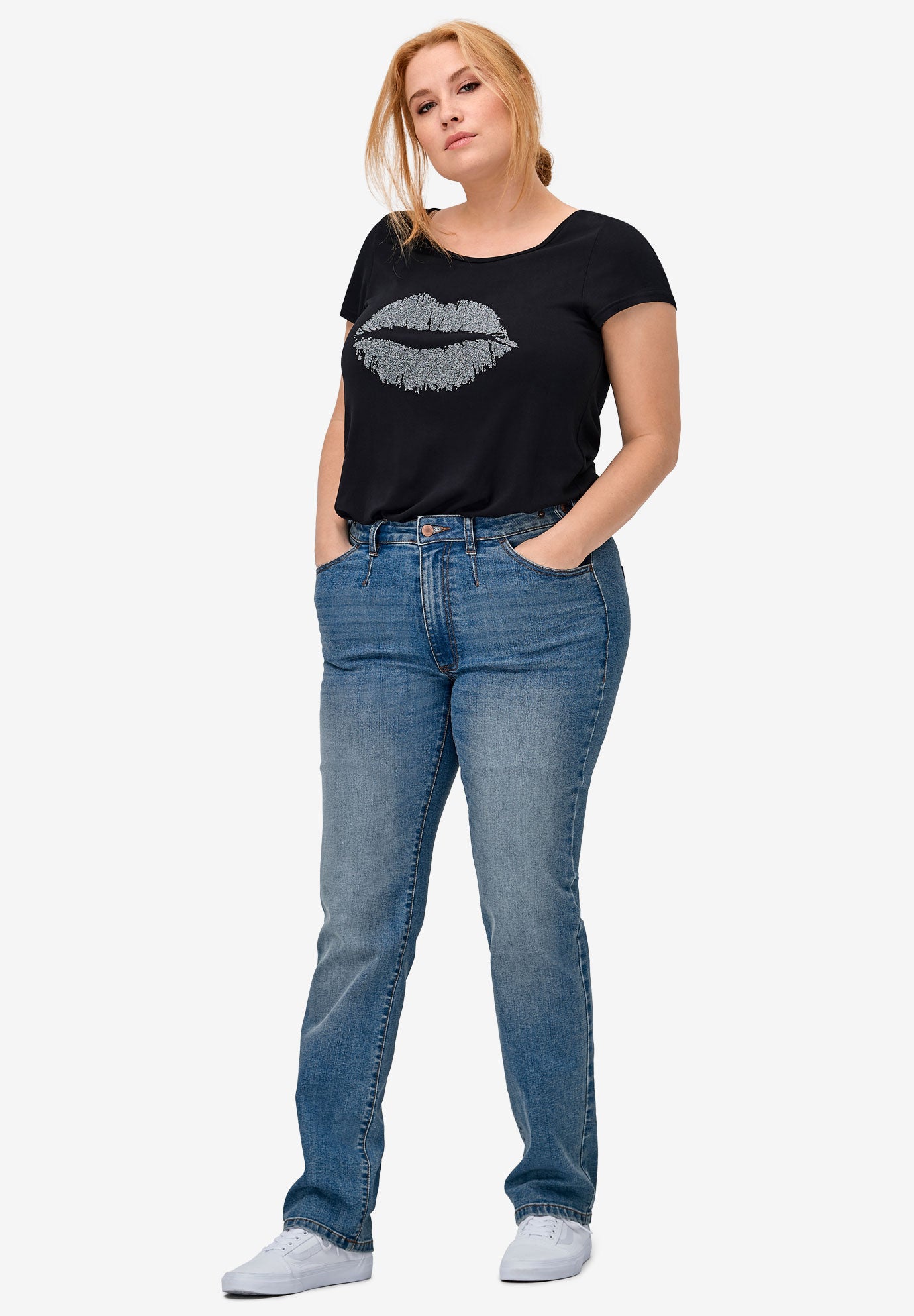 Mid-Rise Straight Stretch Jeans image number 0